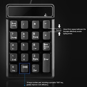 Teclado numérico con cable USB, teclado numérico con sensación mecánica, teclado de 19 teclas a prueba de agua para ordenador portátil, PC de escritorio, portátil, negro - Product Image 3