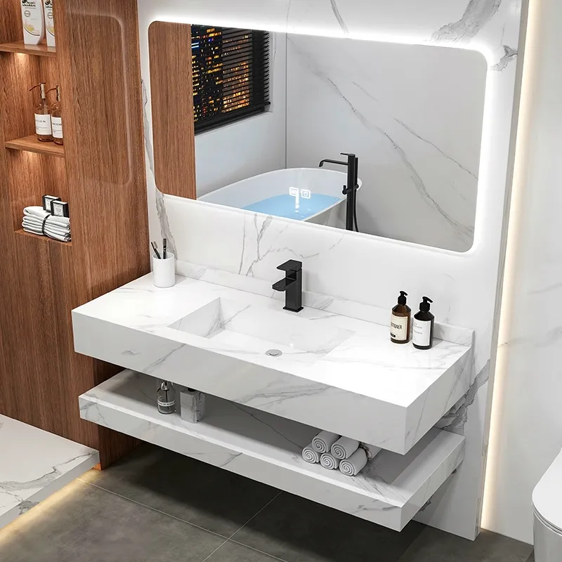 Lavabo individual de superficie sólida, lavabo de tocador grande, diseño de mármol colgado en la pared, lavabos, lavabo de baño flotante