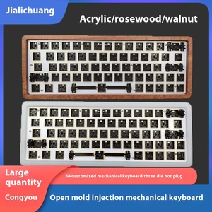 Kit de teclado Musical RGB de 64 teclas acrílico palisandro nogal 2,4G fibra de vidrio chapado en oro USB teclados de computadora mecánicos - Product Image 2