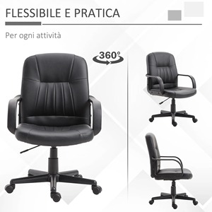 Vinsetto Ergonomic and <span class=keywords><strong>Swivel</strong></span>オフィスチェア,高さ調整可能なオフィスチェア,フェイクレザー60x60x90-99cmブラック