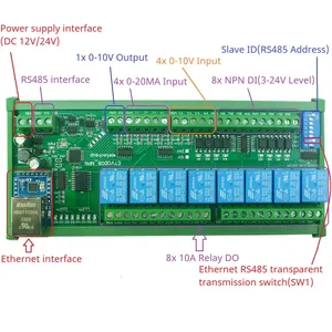 4/8CH Digital <strong>Analog</strong> <strong>Ethernet</strong> Remote I/O <strong>Modules</strong> Modbus RTU TCP/IP MQTT Network Controller 4-20MA 0-10V DAC Output Board - Product Image 2