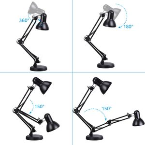 โคมไฟ LED งานแบบหมุนพร้อมที่หนีบโลหะแบบยาวสำหรับการศึกษาโคมไฟแบบสถาปนิกวางบนโต๊ะเป็นมิตรกับสิ่งแวดล้อมปรับได้