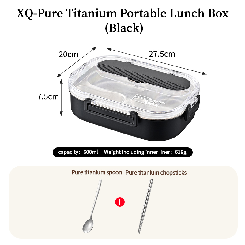 1. XQ Black Pure Titanium Lunch Box (Cutlery Included)