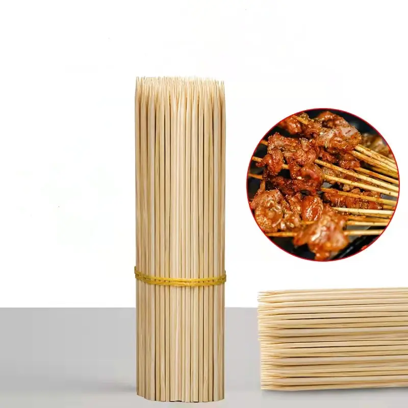 Pincho de bambú Natural para barbacoa, paquete pequeño de bambú de bajo coste