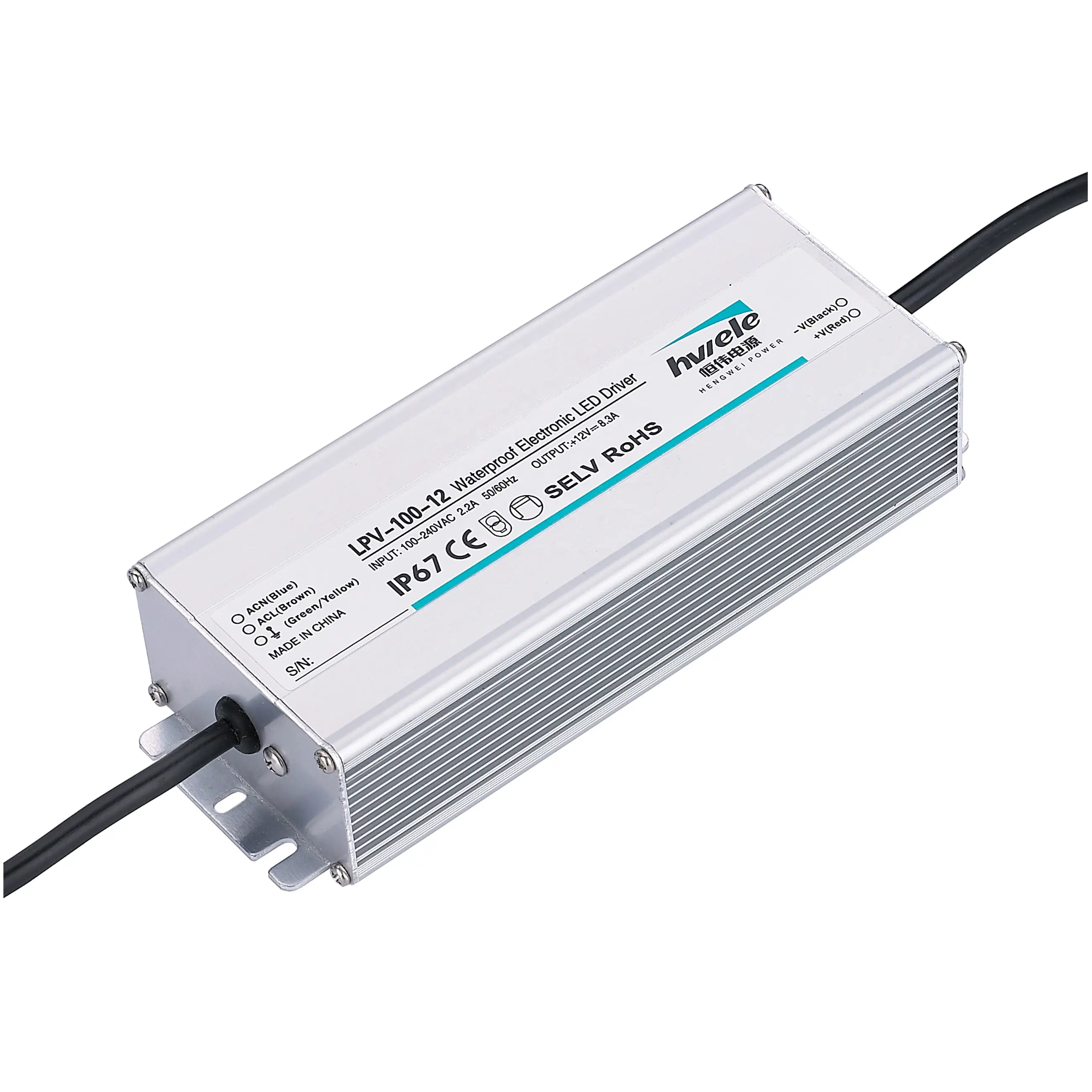 CE ROHS SAA aprobó impermeable IP67 CV tipo LPV-100-12 100W 12V 8.5A fuente de alimentación LED para iluminación LED