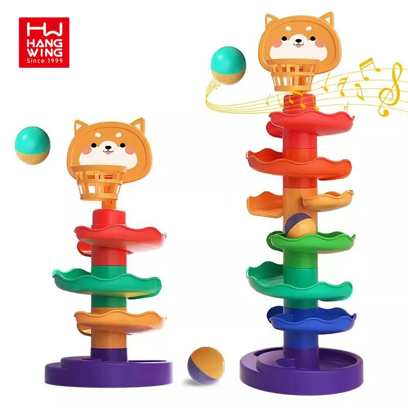 Hw brinquedos pai-filho, jogo de interação, colorido, educacional, jogo, conjunto giratório, torre, bebê, divertido, bola de rolamento