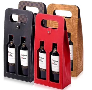 Botella de vino de vidrio individual con logotipo personalizado, caja de regalo de papel Kraft reciclado con ventana transparente para uso alimentario - Product Image 5
