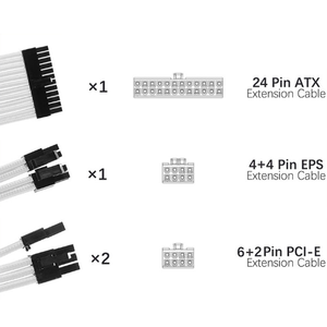 Kit de Cable de extensión básico ATX, fuente de alimentación de CPU GPU PC, conectores de 24 Pines, 8 pines, 6 + 2 pines, 4 + 4 pines, 30cm - Product Image 6