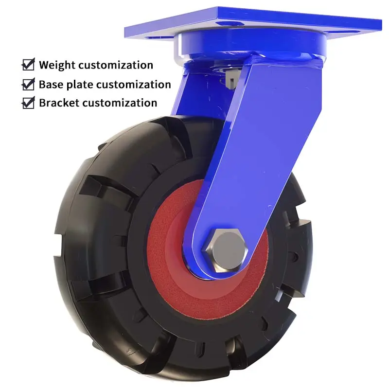 Roulettes industrielles 6 pouces 8 pouces 10 pouces 12 pouces 14 pouces 16 pouces Roue pivotante rigide en caoutchouc robuste pour chariot