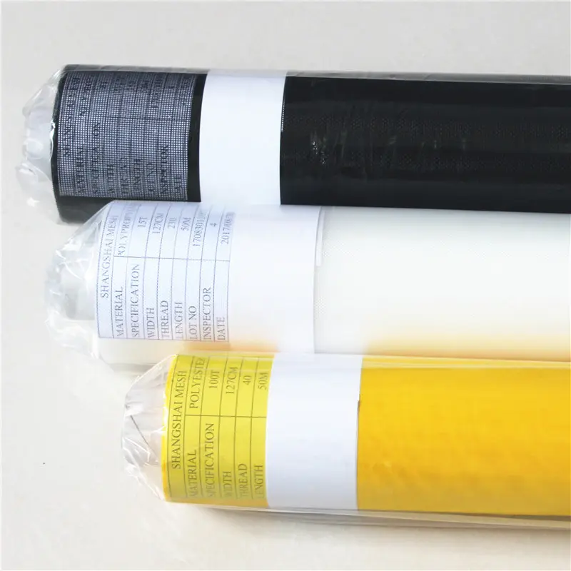 Tela de pernos de malla de serigrafía de poliéster de nailon 100% amarillo blanco para Impresión textil