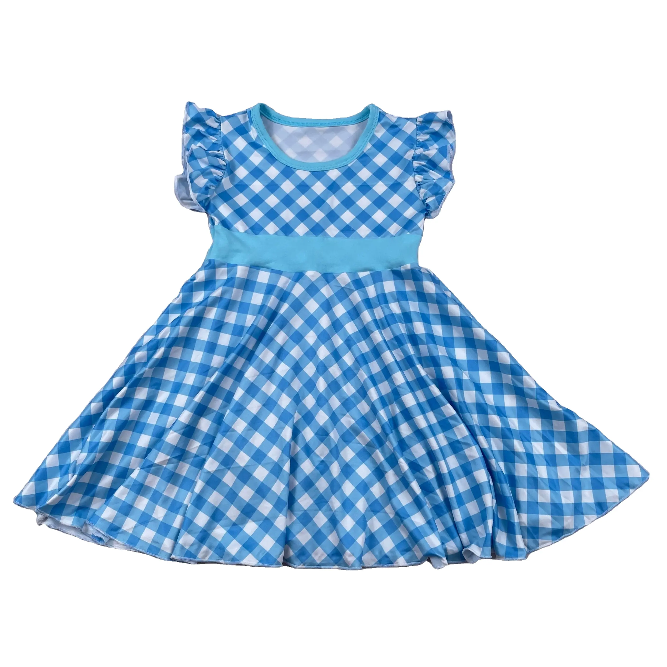 Liangzhe OEM blue plaid princess dress for girl young girls 18 size dresses