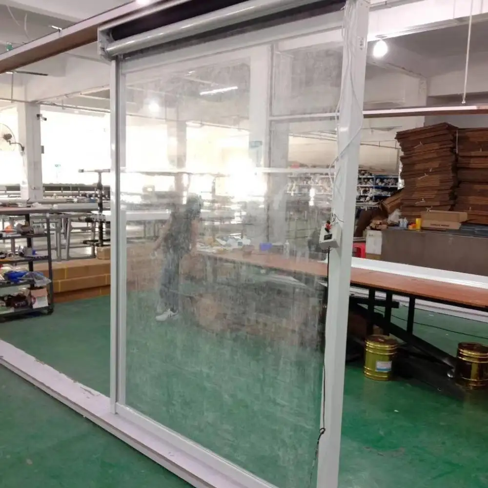 Stores d'ombrage d'extérieur transparent, à Double couche, en pvc transparent, motorisé, à fermeture éclair, pour l'extérieur