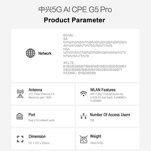 5G AI CPE G5 Pro Router Wi-Fi 7 7200Mbps Amplifier 13 DBi High Gain Antenna <strong>Network</strong> Repeater Dual 2.5G Ethernet Ports