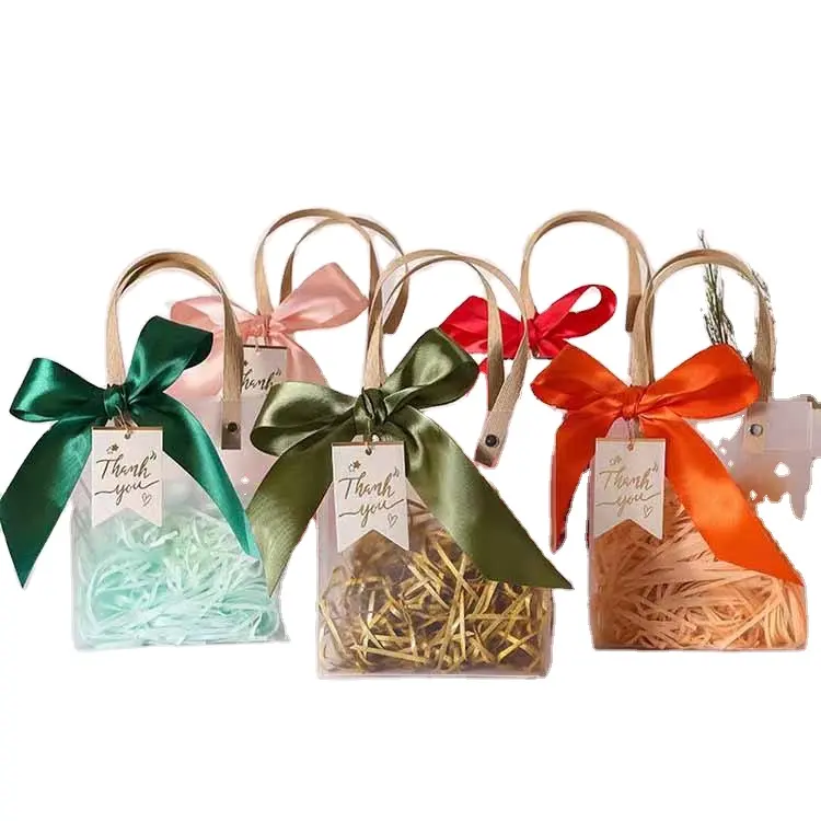 Pochette de maquillage écologique en PVC imperméable sacs-cadeaux transparents Sac à provisions à fenêtre transparente Sac cadeau de Noël