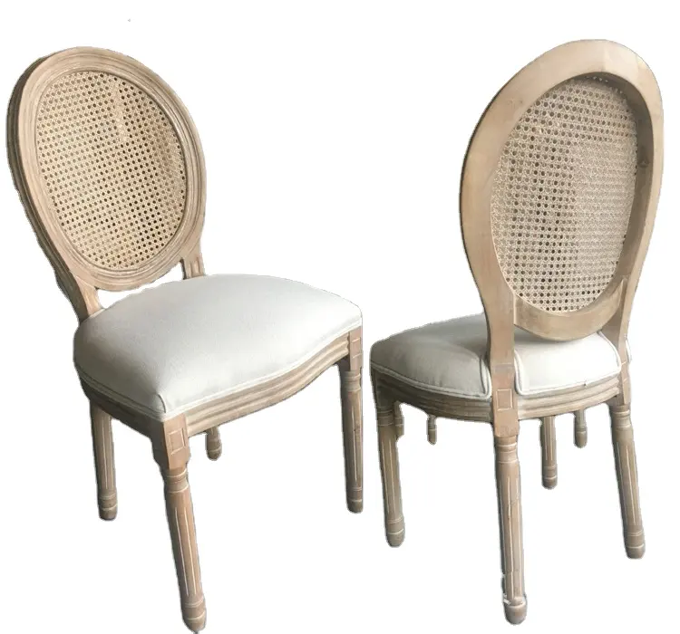 Chaise de salle à manger blanche en bois, meuble d'extérieur avec dossier en bois rustique, événements et mariages, pays français,