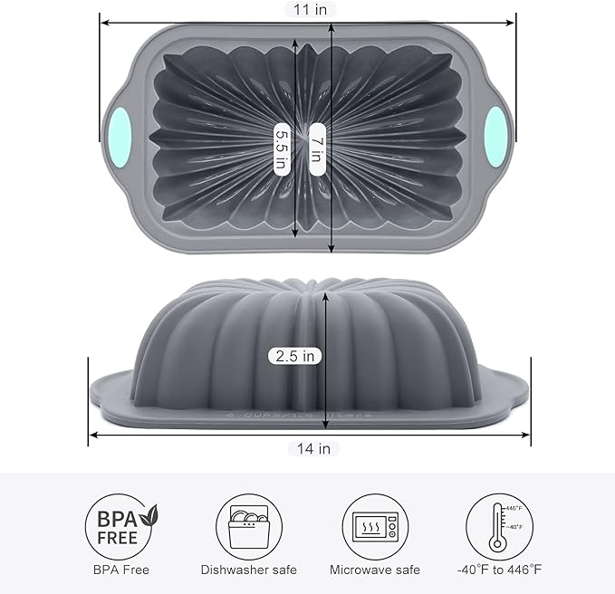 8 tazas, molde para pan estriado grande
