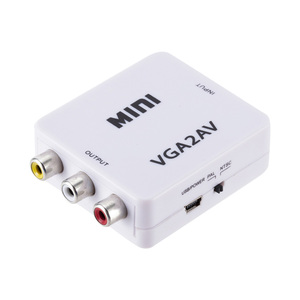 1080P VGA2AV CVBS RCA迷你视频盒，带3.5毫米音频输入VGA至AV 3RCA转换器适配器，适用于台式笔记本电脑至电视显示器 - Product Image 1