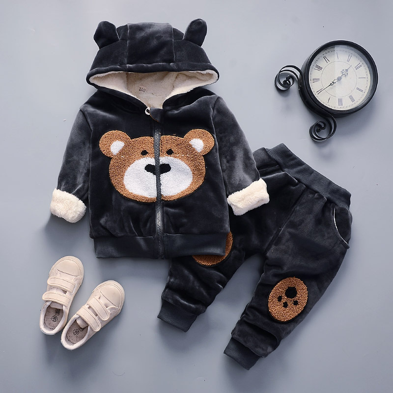 2021 New Winter Thicken Velvet Clothing Sets Kids Girls Baby Boy T-shirt+Pants Suit 2pcs Outfits Children Young Clothes Set