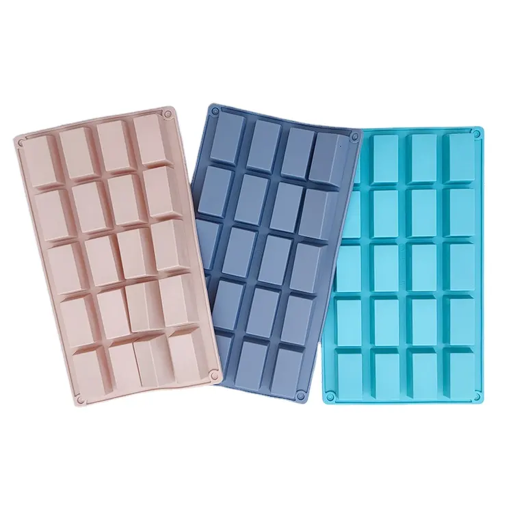 Molde de silicona para chocolate rectangular de 20 cavidades sin BPA personalizado para jabón, pastel de caramelo, molde de barra de Chocolate