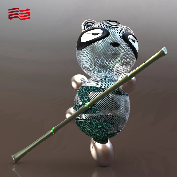 Panda hình dạng thép không gỉ cảnh quan điêu khắc Kung Fu Panda hình dạng cảnh quan thép không gỉ giả mạo và điêu khắc