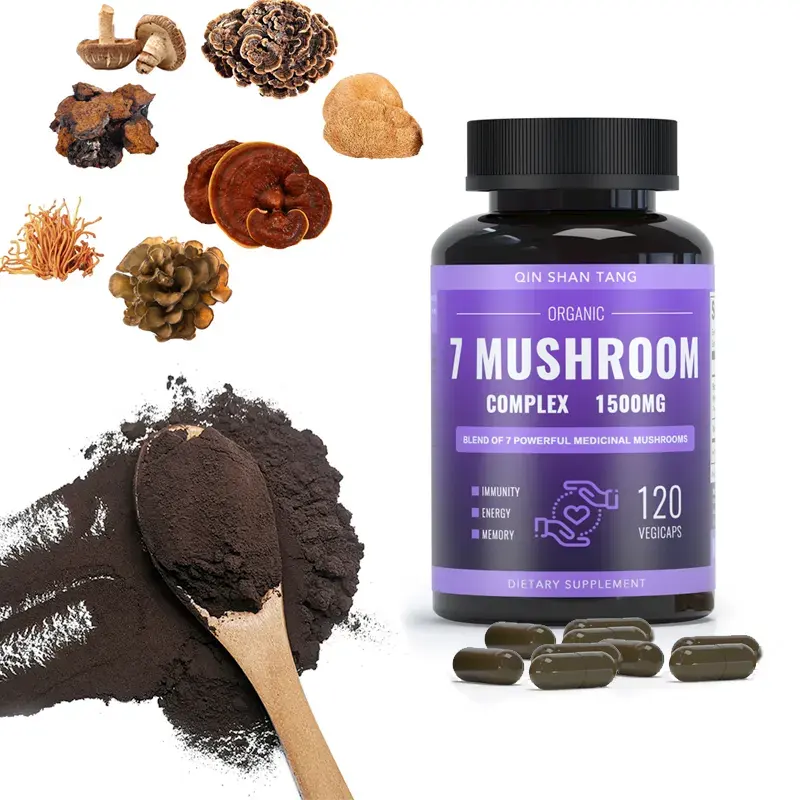 فطر رانشي Ganoderma lucidum في كبسولات تغليف Cordyceps Chaga Maitake بشكل شعر الأسد كبسولات مستخلص فطر صنوبر الشيفون الشكل