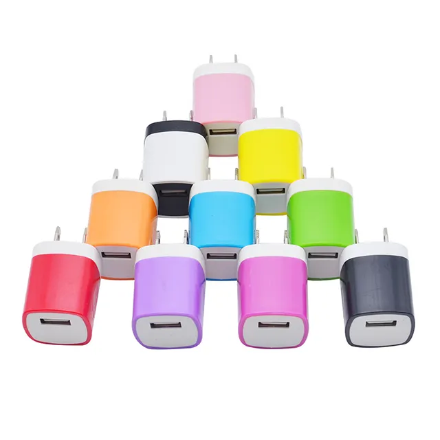 Venta caliente Color USB Cargador de teléfono móvil 5V 1A Puerto USB Adaptador de corriente Carga rápida Cargador de pared de viaje para teléfono inteligente