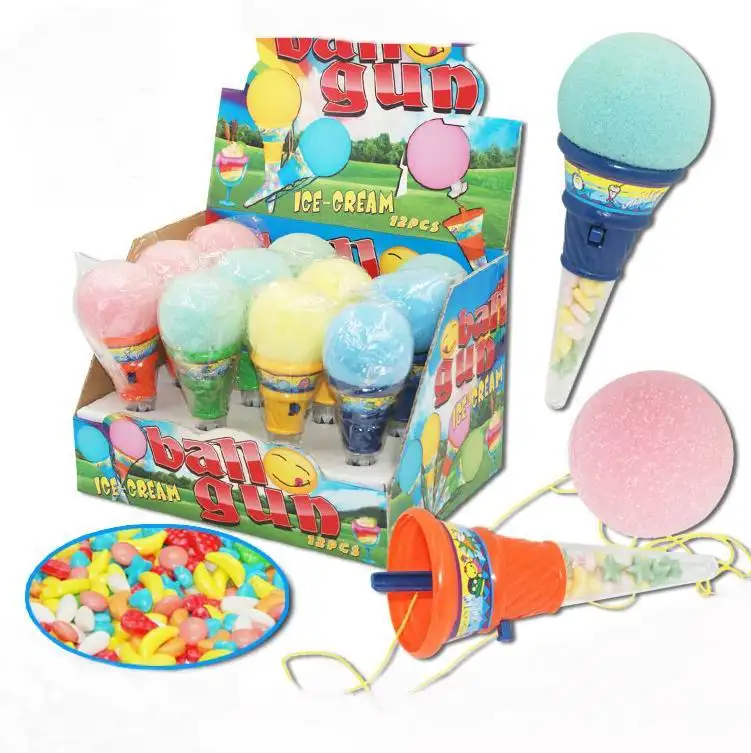 2019 novos produtos feitos na china plástico, brinquedo, sorvete, arma de brinquedo em forma de sorvete, pistola de bola com doces, brinquedos para crianças