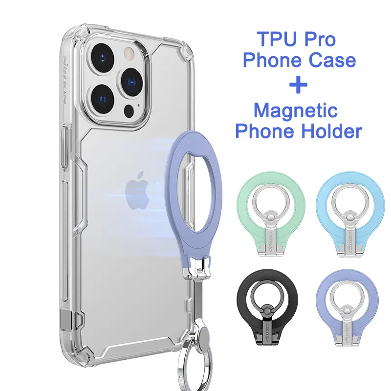 Producto de la Suite Nillkin para funda magnética de TPU transparente más soporte de anillo magnético con soporte para iPhone 13/13 Pro/13 Pro Max