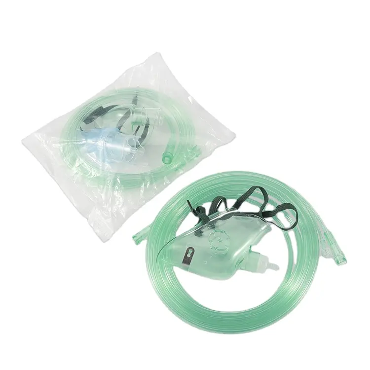 Maschera di ossigeno trasparente in PVC monouso medico con tubo