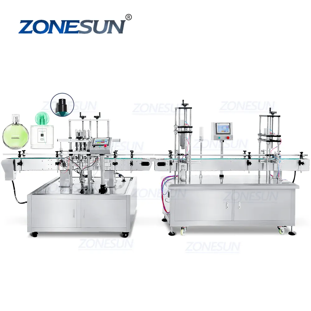 ZONESUN ZS-FAL180X Vakuum 4 Köpfe Parfüm Spray Füllung und Crimpen Capping Machine Automatic