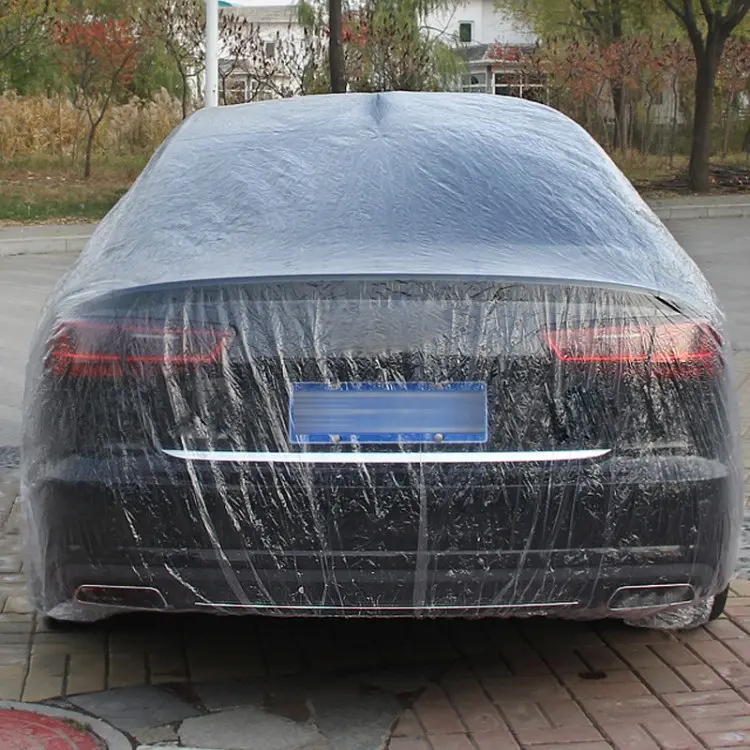 disposable transparent outdoor parking clear soft waterproof universal foldable hdpe car cover
