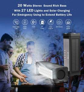 Altavoz Tws Speaker Blootuth, Kotak Musik Pengisian Daya Surya, Speaker Bluetooth Bluetooth Bluetooth dengan Usb Bluetooth, Powerbank - Product Image 3