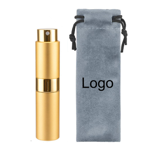 logo Printing Luxury Gold Mini Pocket Size <strong>10</strong> ml Reusable <strong>Perfume</strong> Atomizer Twist and Spray Bottle with Poutch Box - Product Image 1