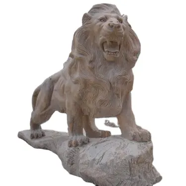 Estátua colorida de animais famosos, estátua de mármore de leão 12
