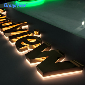 Profession elle kunden spezifische Shop Name Design Board Edelstahl Acryl 3D hinter leuchtete Licht Zeichen LED Buchstaben