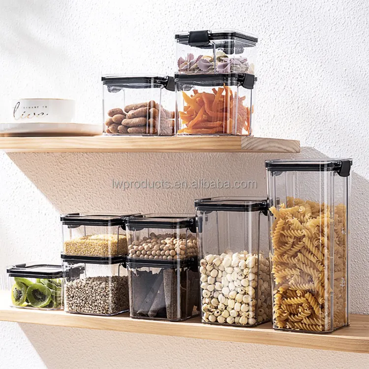 Juego de contenedores herméticos para almacenamiento de alimentos, libre de BPA, para despensa de cocina, recipientes de plástico con tapas para cereales