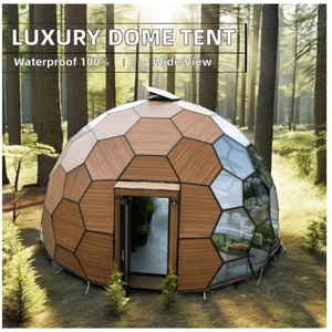 Tenda Hotel Mewah Modern Diameter 6m Kubah Kaca Sarang Lebah Kayu Lapis Ganda Penutup PVC Rangka Aluminium Kain untuk Luar Ruangan - Product Image 2