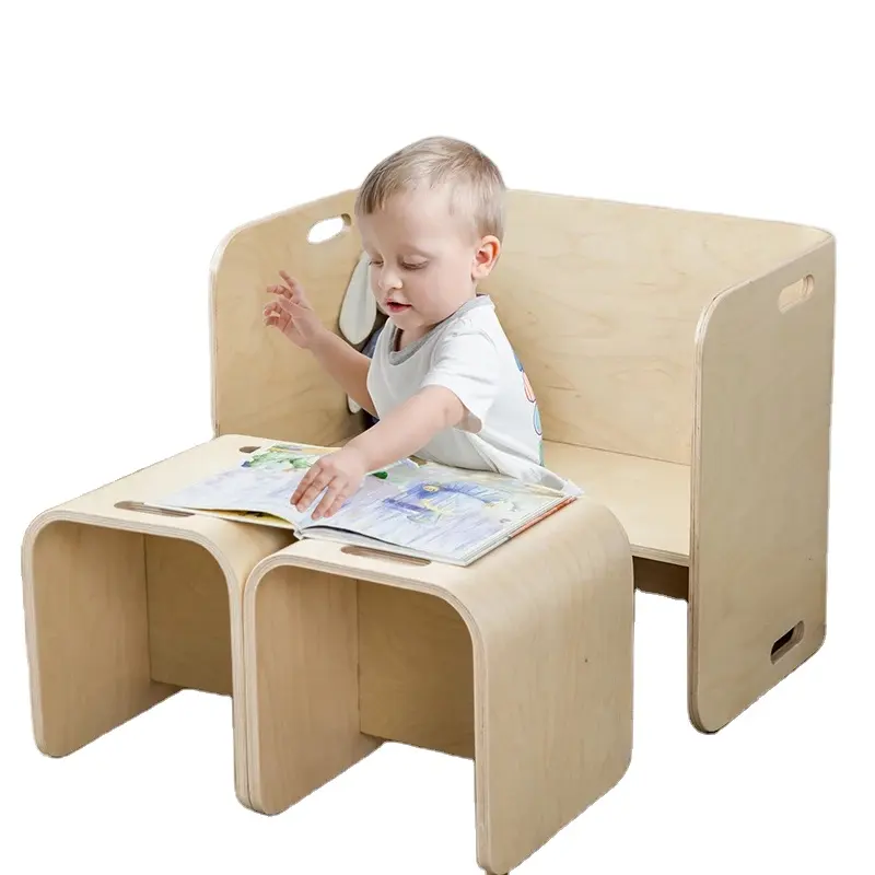 Giocattolo educativo multifunzionale per bambini in legno tavoli e sedie scuola materna set di mobili da lettura in legno per bambini
