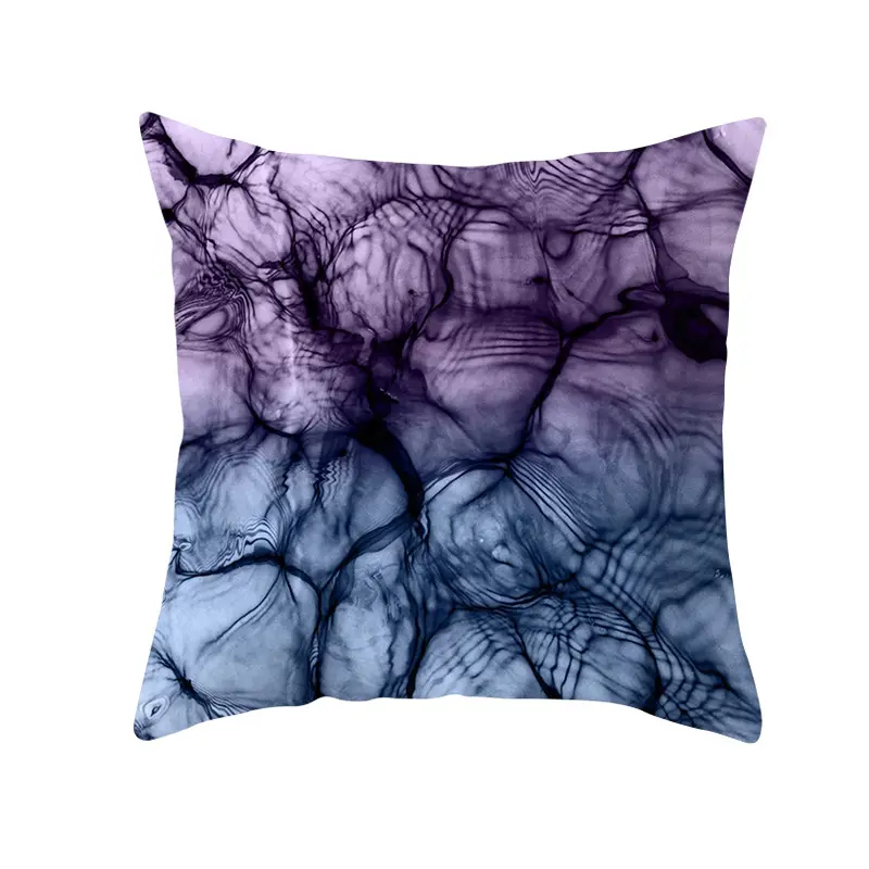 Vendita calda stile moderno colore viola modello astratto 45*45cm fodera per cuscino quadrato fodera per cuscino geometrica per la decorazione