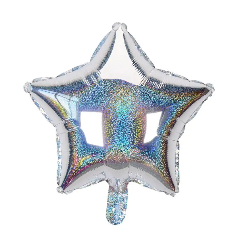 Globo de aluminio de estrella láser plateado de 18 "para boda, cumpleaños, Baby Shower, felicitaciones, fiesta de graduación, telón de fondo, decoraciones holográficas