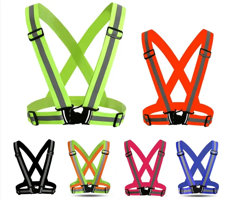 Fascia elastica per gilet di sicurezza regolabile con cinturini riflettenti di alta qualità