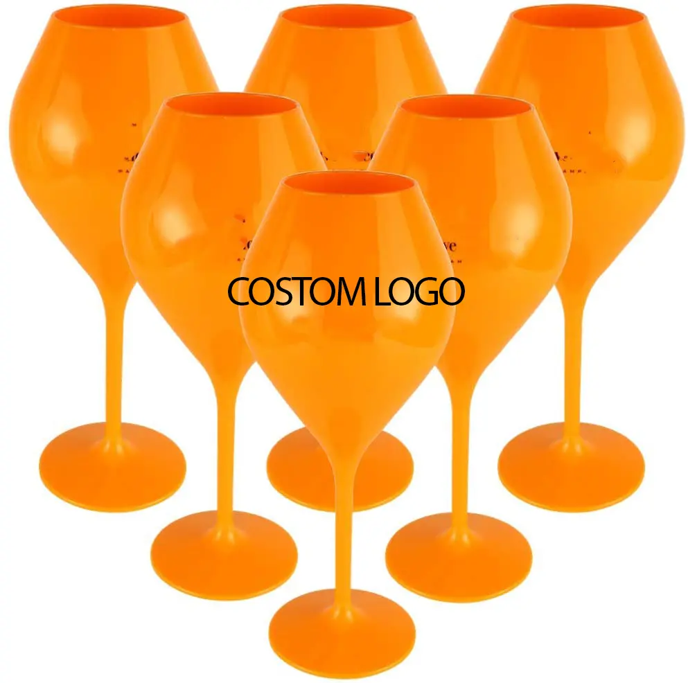 Flûtes de verre à vin en plastique Polycarbonate jaune, LOGO personnalisé OEM, gobelets