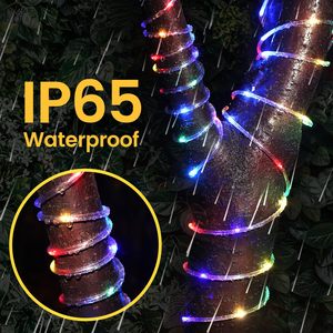 Праздничный декоративный уличный ПВХ Солнечный струнный свет IP65 Водонепроницаемый 8 режимов освещения пульт дистанционного управления RGB на солнечной батарее сказочные огни - Product Image 4