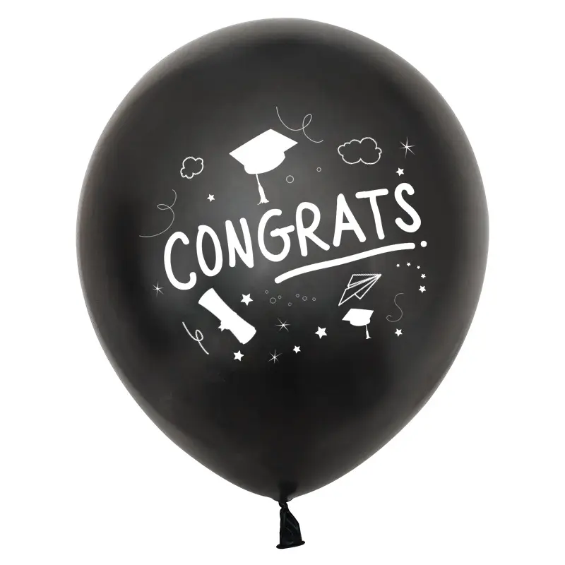 Sıcak satış 12 inç mezuniyet sezon lateks balonlar siyah altın baskılı balonlar 2024 mezuniyet karnaval lateks balonlar