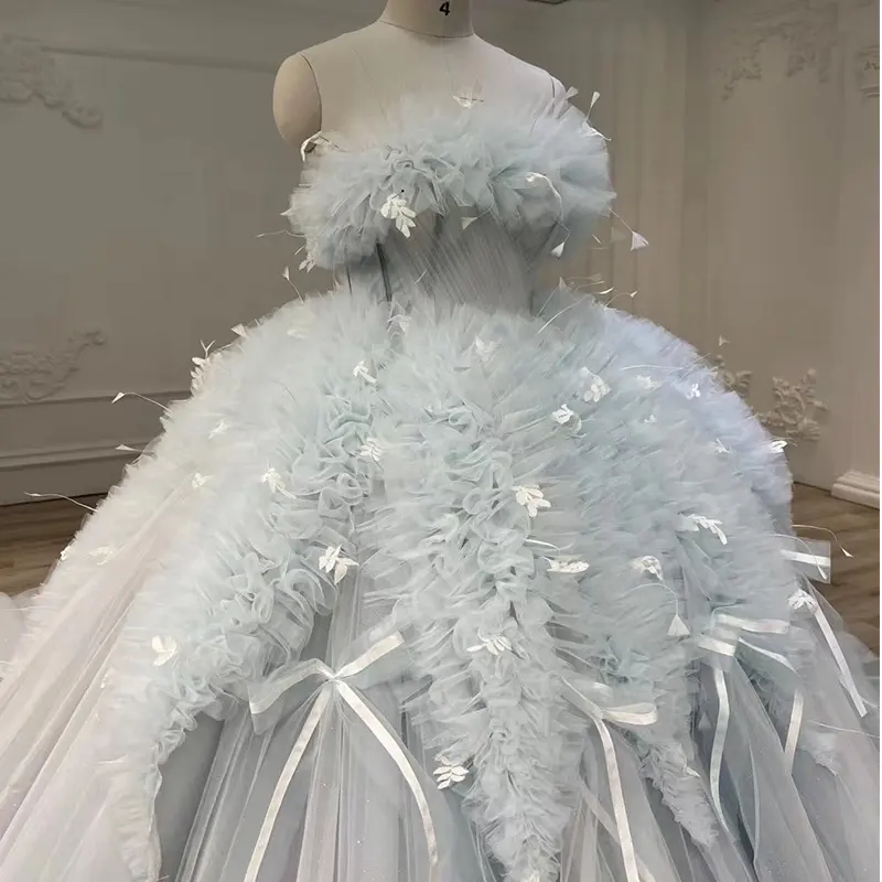 Elegante vestido de fiesta con plumas, romántico, crepé, transpirable, antiestático, de piel