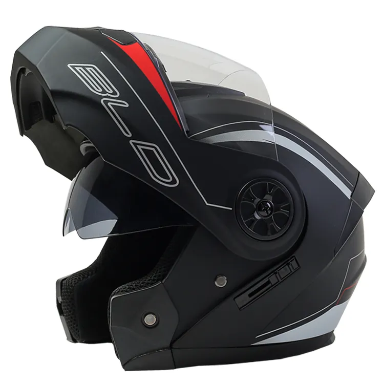 Helm Unik ECE DOT Flip Up Helm Modular Wajah Penuh Kacamata Hitam Ganda Iron Men Cascos Motos Chinos Helm Sepeda Motor