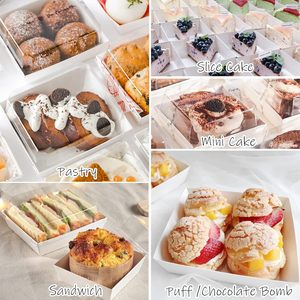 Şeffaf PET plastik kapaklı kaplanmış kağıt kek kutuları cheesekek tatlı ambalaj kutusu - Product Image 6