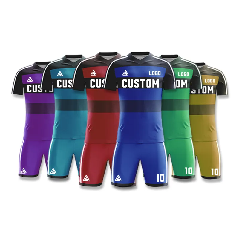 Conjuntos de uniformes de fútbol con logotipo personalizado de fábrica, camiseta de fútbol en blanco, camiseta de entrenamiento de equipo, kits de fútbol, conjunto completo de uniformes de fútbol