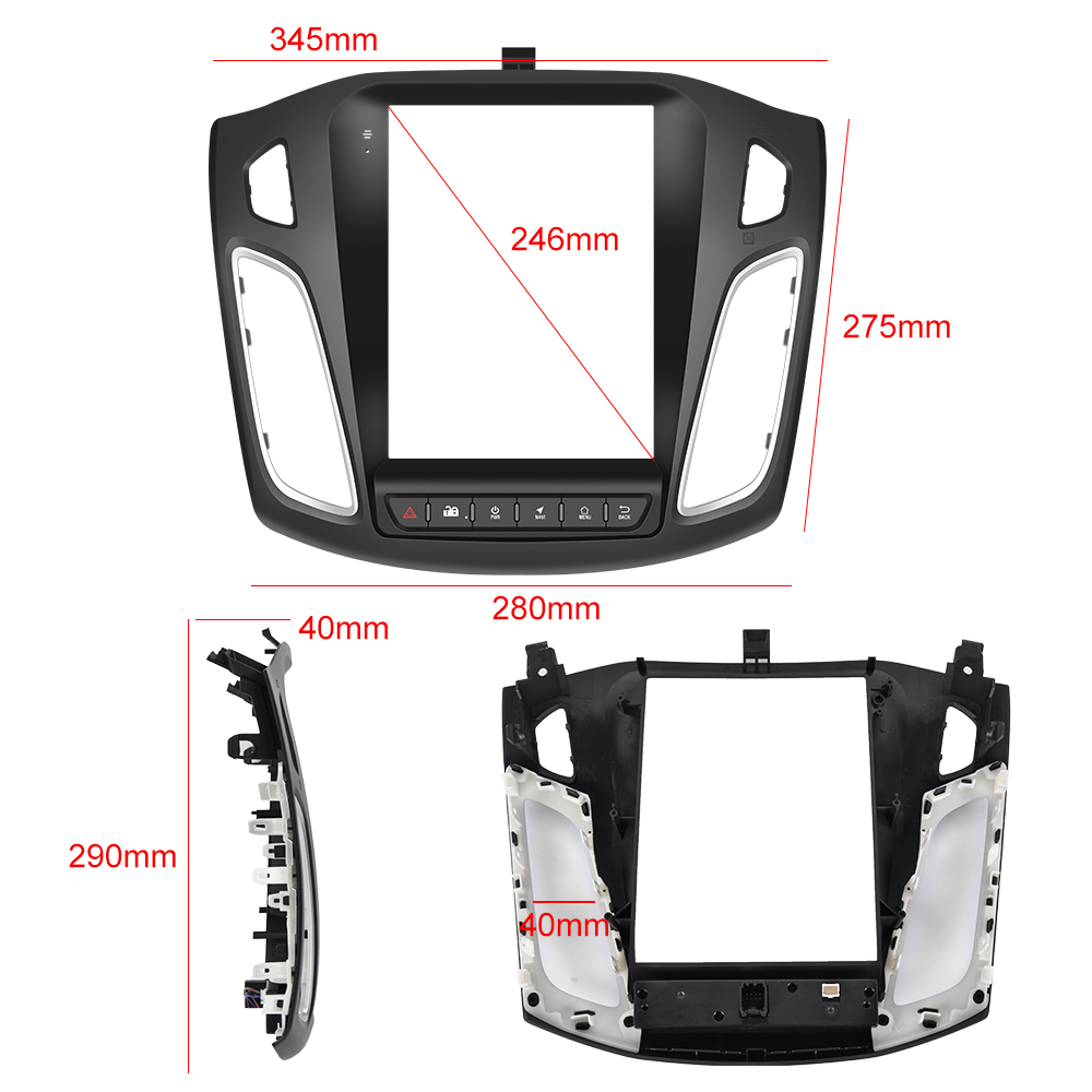 Podofo 9.7 Inch 2DIN Car Panel For FORD Focus 2012-2018 Screen Radio Fascias Panel Frame 2 Din Headuint Car Stereo Frame
