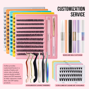 Gollee Trays Volume Private Label Mink Fluffy Oem Your logo Custom Diy Segment Strip Cils Lash Cluster Extension Glue Kit - Product Image 3